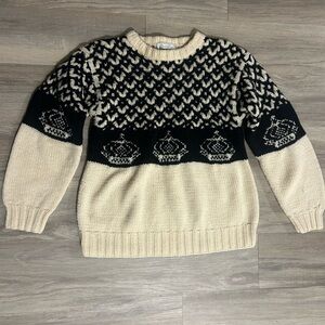 Christian Dior Vtg Black and Cream Wool Sweater